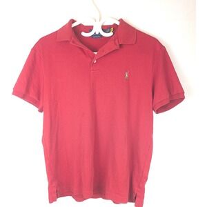 Ralph Lauren Men's L Red Cotton Custom Slim Fit Polo Shirt Multicolor Pony‎
